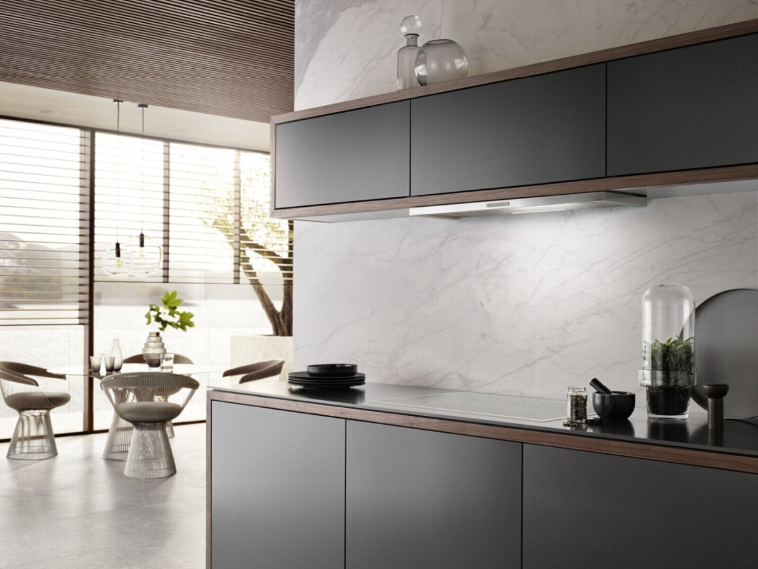 Встраиваемая телескопическая вытяжка с плоской выдвижной панелью Miele DAS 2920 Silver, 90 см, 555 м³/h, Класс A